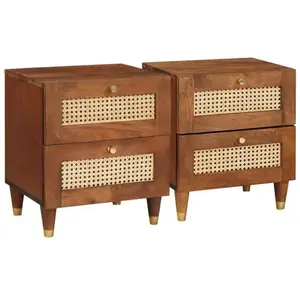 vidaXL Tables de chevet avec tiroir 2 pcs 40 x 33.5 x 46 cm pas cher