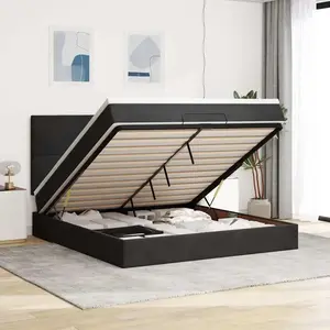 vidaXL Cadre de lit ottoman avec matelas noir 180x200cm velours pas cher