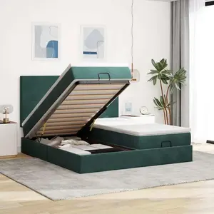 Comparateur de prix : Vidaxl cadre de lit ottoman avec matelas vert foncé 200x200 cm velours