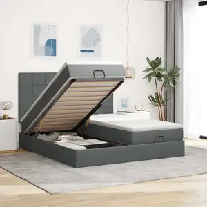 Vidaxl - Cadre De Lit Ottoman Avec Matelas Gris Foncé 200x200cm Tissu