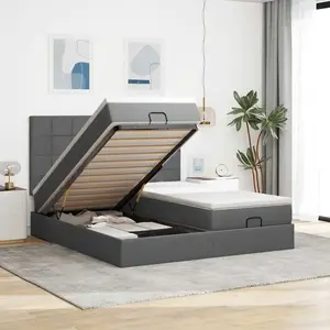 Comparateur de prix : Vidaxl - Cadre De Lit Ottoman Avec Matelas Gris Foncé 180x200cm Tissu
