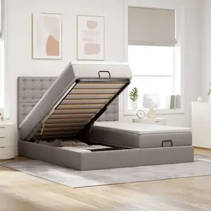 Comparateur de prix : vidaXL Vidaxl Cadre De Lit Ottoman Avec Matelas Taupe 180x200 Cm Tissu
