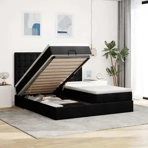 Comparateur de prix : vidaXL Vidaxl Cadre De Lit Ottoman Avec Matelas Noir 200x200cm Tissu