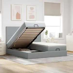 Comparateur de prix : Vidaxl - Cadre De Lit Ottoman Et Matelas Gris Clair 200x200cm Tissu
