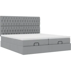 Comparateur de prix : Vidaxl - Cadre De Lit Ottoman Et Matelas Gris Clair 200x200cm Tissu