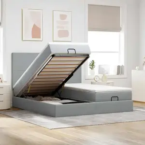 Comparateur de prix : vidaXL Lit ottoman avec matelas & LEDs gris clair 180x200 cm Tissu