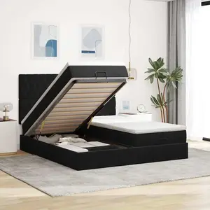 Comparateur de prix : vidaXL Vidaxl Cadre De Lit Ottoman Avec Matelas Noir 180x200cm Velours
