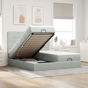 Comparateur de prix : vidaXL Cadre de lit ottoman avec matelas gris clair 200x200 cm velours