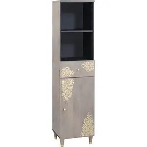 vidaXL Buffet Gris 38 x 33.5 x 160 cm Bois de manguier massif pas cher