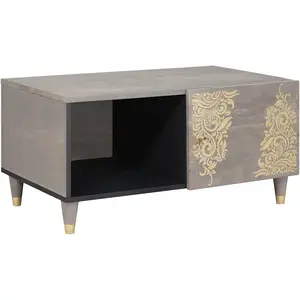vidaXL Vidaxl Table Basse Gris 80 X 50 X 40 Cm Bois De Manguier Massif pas cher