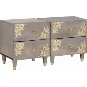vidaXL Cabinet de chevet avec tiroir 2 pcs Gris 40 x 33 x 46 cm pas cher