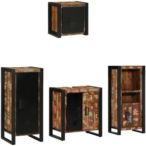 Comparateur de prix : vidaXL Ensemble de mobilier de salle de bain 4 pcs Bois Recyclé Solide