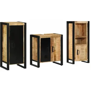 vidaXL Ensemble de mobilier de salle de bain 3 pcs Marron et Noir pas cher