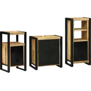 vidaXL Ensemble de mobilier de salle de bain 3 pcs Marron et Noir pas cher