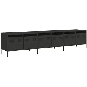 Comparateur de prix : vidaXL Meuble TV noir 202x39x43,5 cm acier laminé à froid