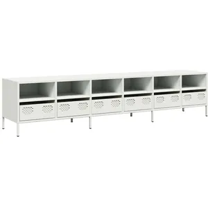 vidaXL Meuble TV blanc 202x39x43,5 cm acier laminé à froid pas cher
