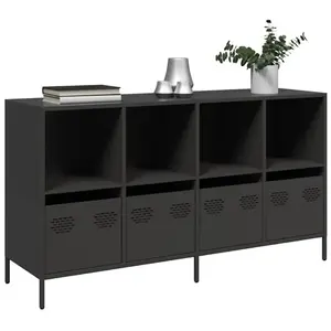 Vidaxl buffet noir 135x39x73,5 cm acier laminé à froid pas cher