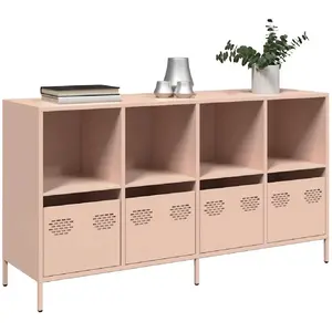 Vidaxl buffet rose 135x39x73,5 cm acier laminé à froid pas cher