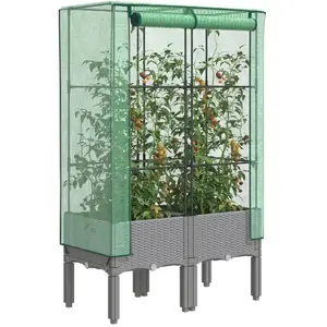 Comparateur de prix : vidaXL Jardinière surélevée avec housse aspect rotin 80x40x140 cm