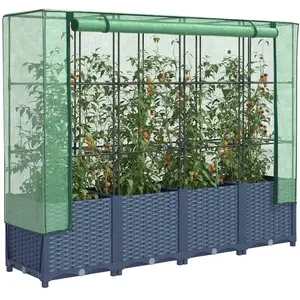 Comparateur de prix : vidaXL Jardinière surélevée avec housse aspect rotin 160x40x138 cm