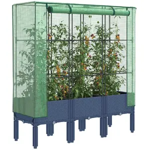 vidaXL Jardinière surélevée avec housse aspect rotin 120x40x140 cm pas cher