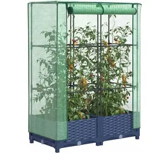 Comparateur de prix : vidaXL Jardinière surélevée avec housse aspect rotin 80x40x123 cm