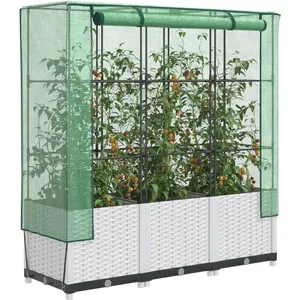 vidaXL Jardinière surélevée avec housse aspect rotin 120x40x138 cm pas cher