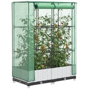 vidaXL Jardinière surélevée avec housse aspect rotin 80x40x123 cm pas cher