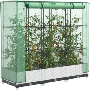 vidaXL Jardinière surélevée avec housse aspect rotin 120x40x123 cm pas cher