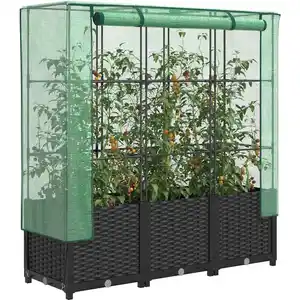 Comparateur de prix : vidaXL Jardinière surélevée avec housse aspect rotin 120x40x138 cm