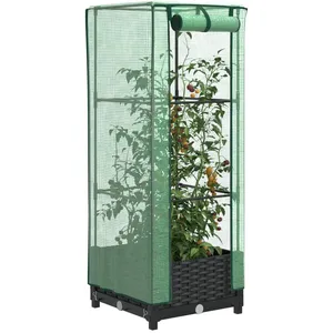 Comparateur de prix : vidaXL Jardinière surélevée avec housse aspect rotin 40x40x123 cm