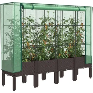 Comparateur de prix : vidaXL Jardinière surélevée avec housse aspect rotin 160x40x140 cm