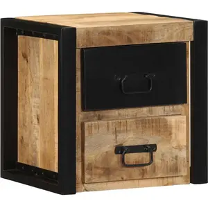 vidaXL Table de chevet 40x35x40 cm bois massif de manguier brut pas cher