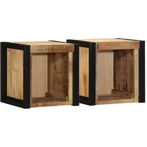vidaXL Tables de chevet 2 pcs 40x35x40 cm bois de manguier massif brut pas cher