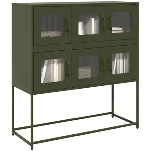 Vidaxl buffet vert olive 100,5x39x107 cm acier laminé à froid pas cher