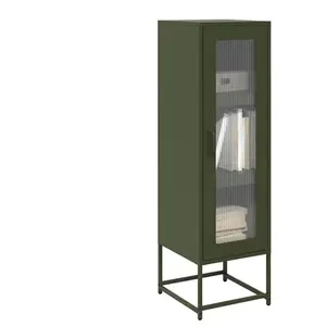 vidaXL Buffet Haut Vert Olive 36x39x123 cm Acier laminé à Froid pas cher