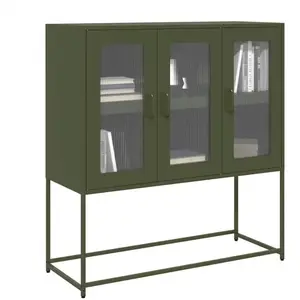 vidaXL Buffet vert olive 100,5x39x107 cm acier laminé à froid pas cher