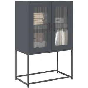 vidaXL Buffet Haut Anthracite 68x39x107 cm Acier pas cher