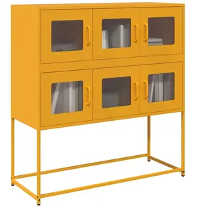 vidaXL Sideboard jaune moutarde 100,5x39x107 cm Acier laminé à froid pas cher