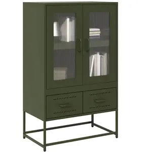 vidaXL Buffet Haut Vert Olive 68x39 x111,5 cm Acier pas cher