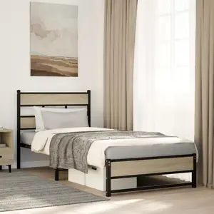 vidaXL Cadre de lit en métal sans matelas chêne sonoma 100x200 cm pas cher