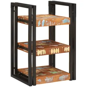 vidaXL Table de chevet Marron et noir Bois massif récupéré pas cher