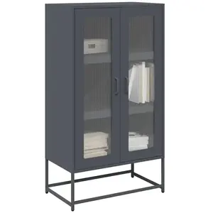 Vidaxl buffet haut anthracite 68x39x123 cm acier pas cher