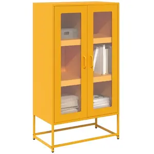Vidaxl buffet haut jaune moutarde 68x39x123 cm acier pas cher