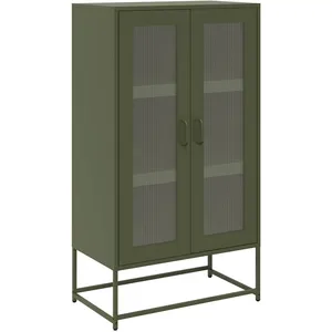 Vidaxl buffet haut vert olive 68x39x123 cm acier pas cher
