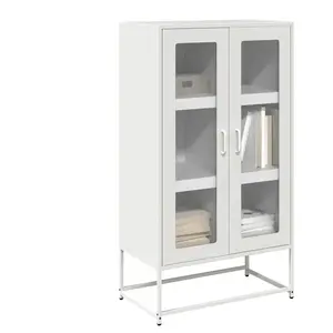 Vidaxl buffet haut blanc 68x39x123 cm acier pas cher