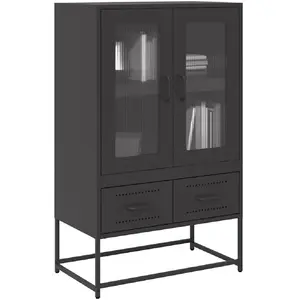 vidaXL Buffet Haut Noir 68x39x111,5 cm Acier pas cher
