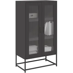 Vidaxl buffet haut noir 68x39x123 cm acier pas cher