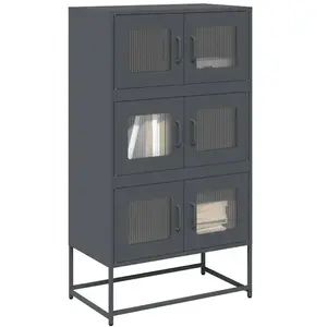 Vidaxl buffet haut anthracite 68x39x123 cm acier pas cher