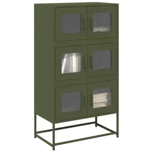 Vidaxl buffet haut vert olive 68x39x123 cm acier pas cher